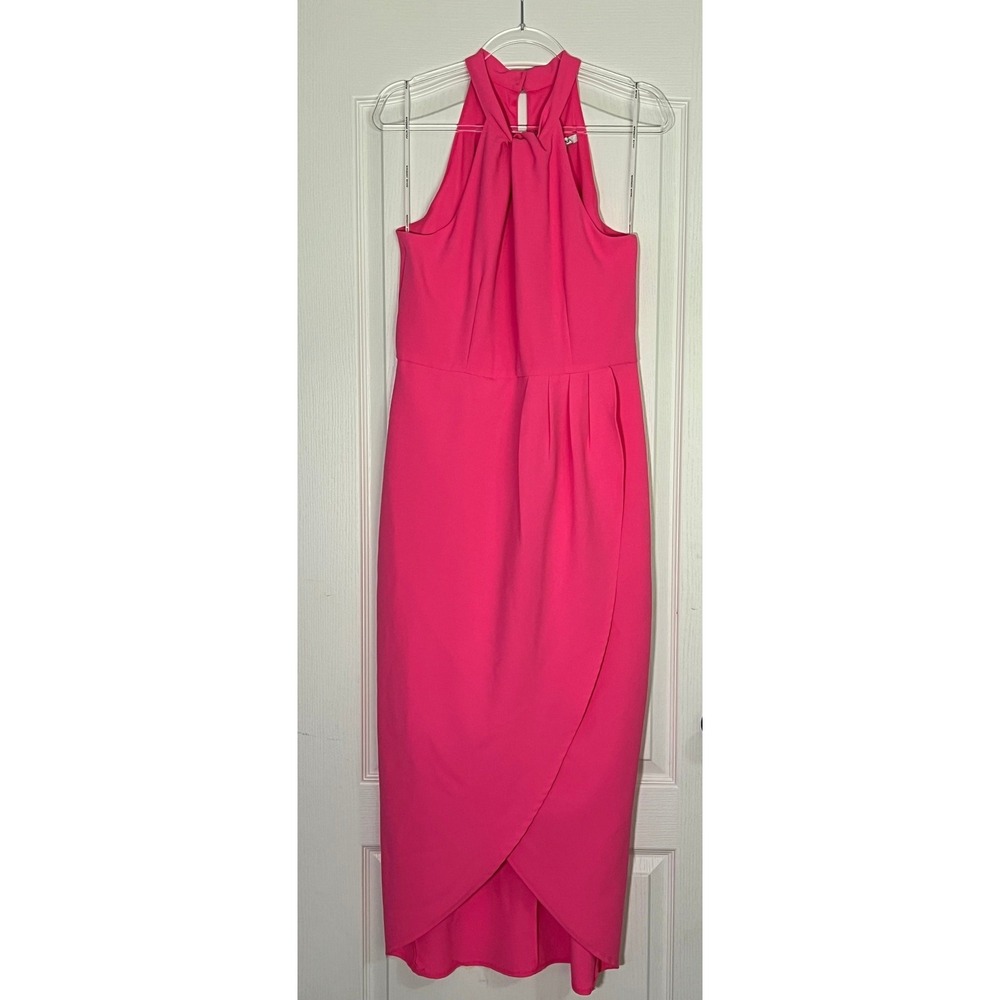 Julia Jordan High Low Hem Faux Wrap Halter Top Dress Pink Wome's Size 10